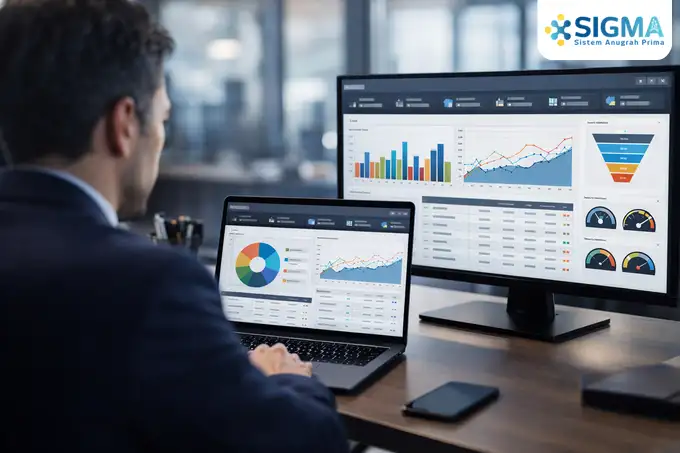 Dashboard laporan penjualan real-time pada modul penjualan SAP Business One untuk manajemen