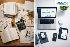 Perbandingan visual antara software akuntansi konvensional dan sistem ERP SAP Business One untuk efisiensi bisnis
