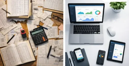 Perbandingan visual antara software akuntansi konvensional dan sistem ERP SAP Business One untuk efisiensi bisnis