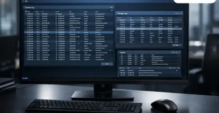 Tampilan antarmuka Access Log SAP Business One dan jendela Change Log untuk monitoring aktivitas user