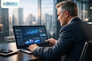 Dashboard SAP Business One untuk Direktur yang menampilkan grafik performa bisnis real-time