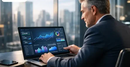 Dashboard SAP Business One untuk Direktur yang menampilkan grafik performa bisnis real-time
